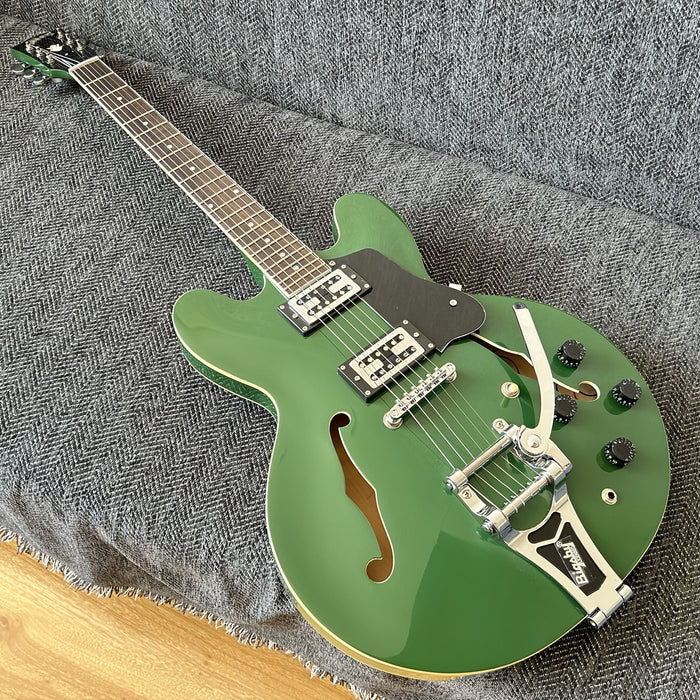 ES-335 Style Green Semi Hollow Body Electric Guitar (GKS-009)