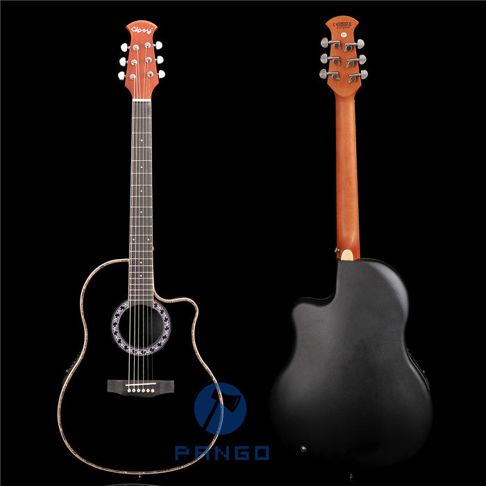 41 Inch Round Back Black Acoustic Guitar with 4 Sections EQ (PNT-132)