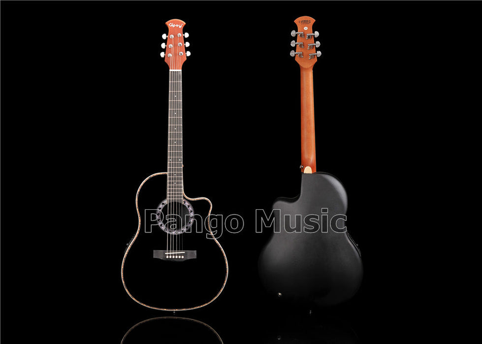 41 Inch Round Back Black Acoustic Guitar with 4 Sections EQ (PNT-132)