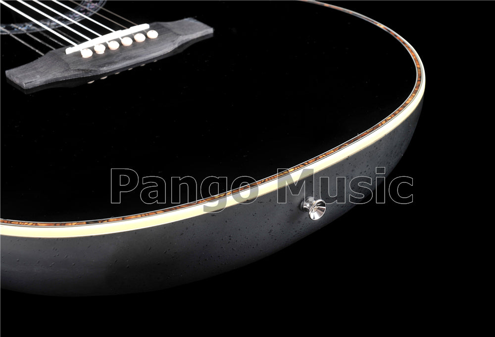 41 Inch Round Back Black Acoustic Guitar with 4 Sections EQ (PNT-132)