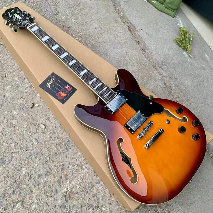 PANGO Music Semi Hollow Body Sunburst Electric Guitar (YMZ-153X)