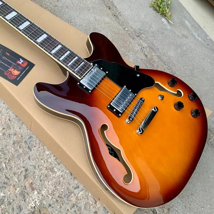 PANGO Music Semi Hollow Body Sunburst Electric Guitar (YMZ-153X)