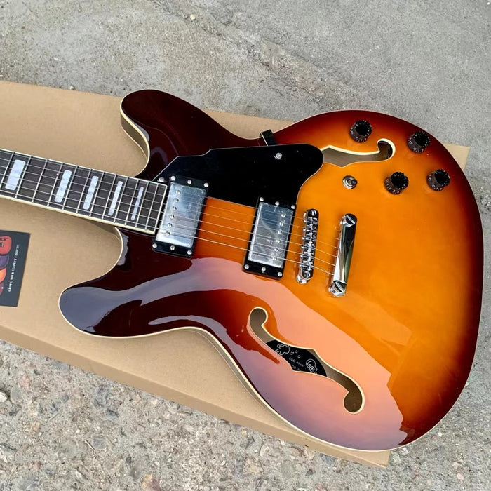 PANGO Music Semi Hollow Body Sunburst Electric Guitar (YMZ-153X)