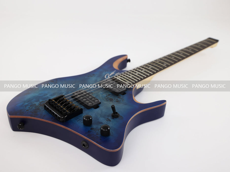 PPEQ Headless Style Electric Guitar with Burl Maple Top (YMZ-207S)