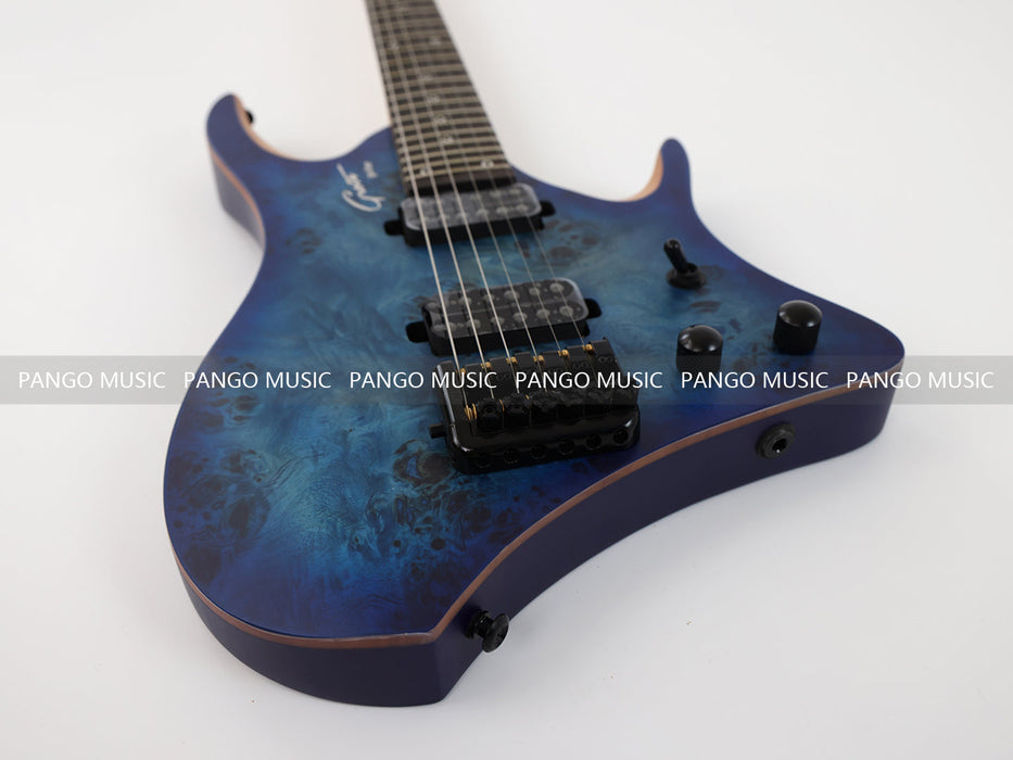 PPEQ Headless Style Electric Guitar with Burl Maple Top (YMZ-207S)