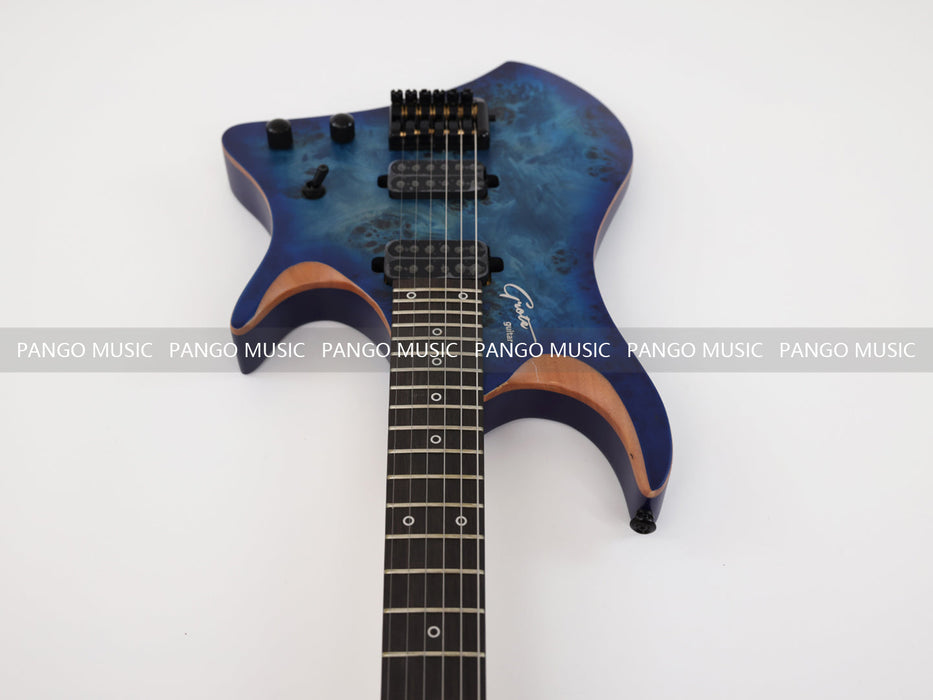 PPEQ Headless Style Electric Guitar with Burl Maple Top (YMZ-207S)