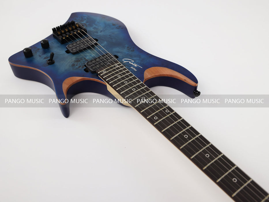 PPEQ Headless Style Electric Guitar with Burl Maple Top (YMZ-207S)