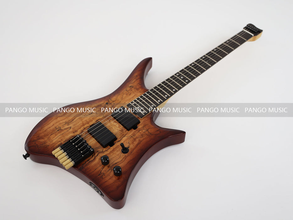 PPEQ Headless Style Electric Guitar with Spalted Maple Top (PJX-522)