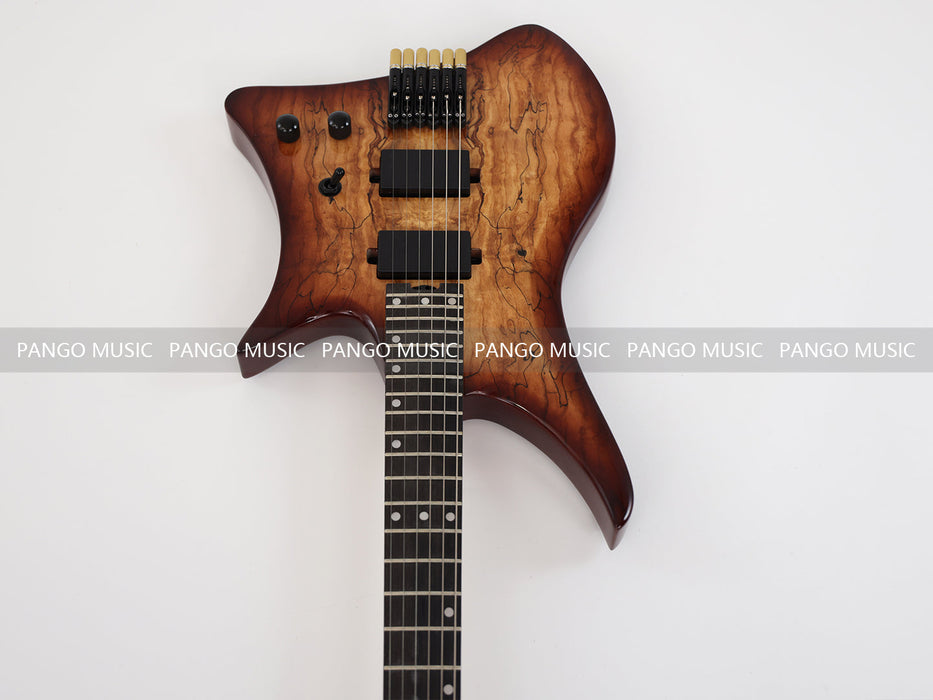 PPEQ Headless Style Electric Guitar with Spalted Maple Top (PJX-522)