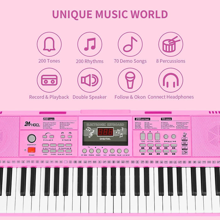 61-Key Electronic Organ with Stand, Microphone, Headphone