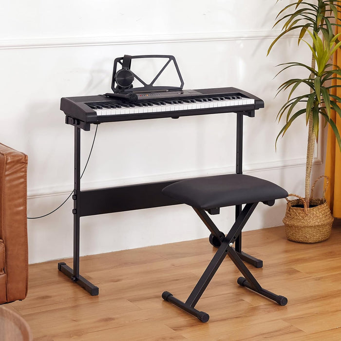 61-Key Electronic Organ with Bench, Stand, Headphone, Microphone