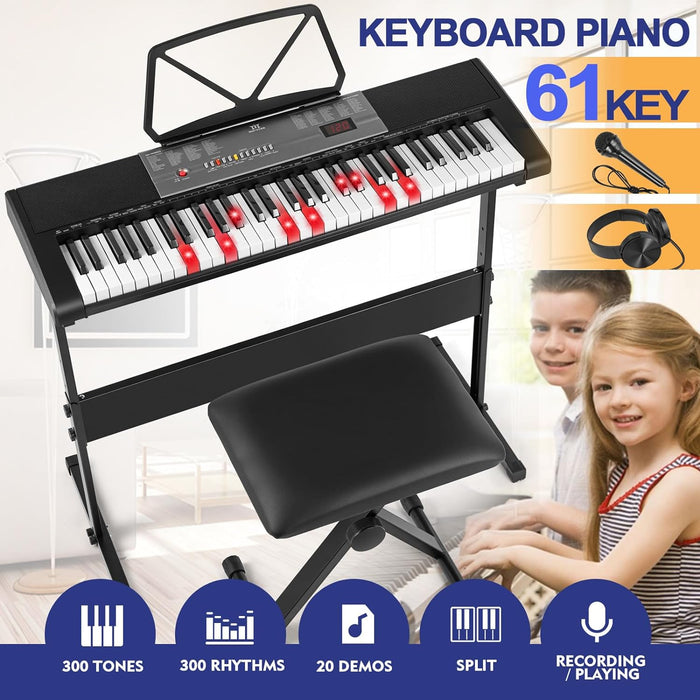 61-Key Electronic Organ with Bench, Stand, Headphone, Microphone