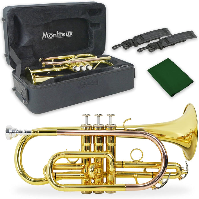Bb Key Cornet with Case, Strap, Mouthpiece, Cleaning Cloth