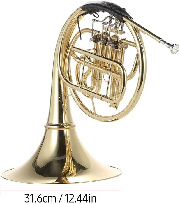 B Flat Single Row French Horn with Case, Cleaning Cloth