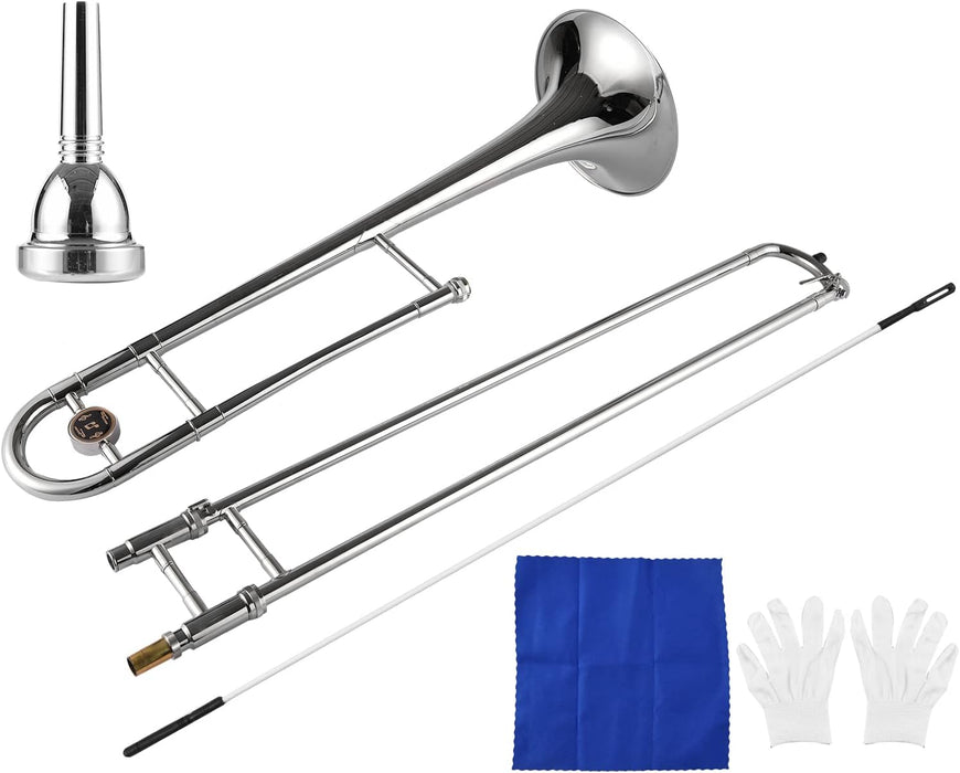 Bb Key Trombone with Case, Gloves, Cleaning Cloth