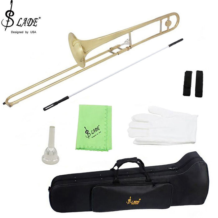 Bb Key Trombone with Case, Gloves, Cleaning Cloth
