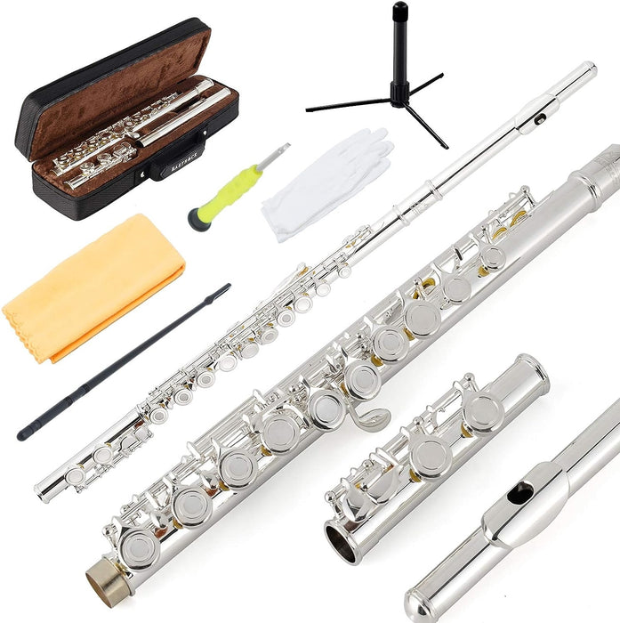 Open Hole Flutes C 16 Keys with Case, Stand, Cleaning Kit, Gloves, Tuning Rod