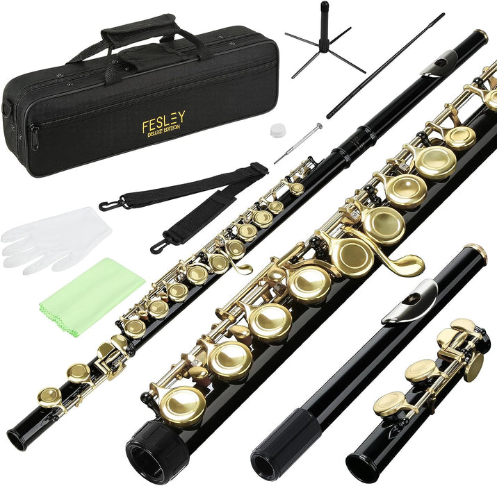 C Flute Closed Hole with Cleaning Kit, Case, Stand, Tuning Rod, Gloves