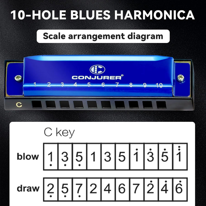 10 Holes Harmonica in C with Case