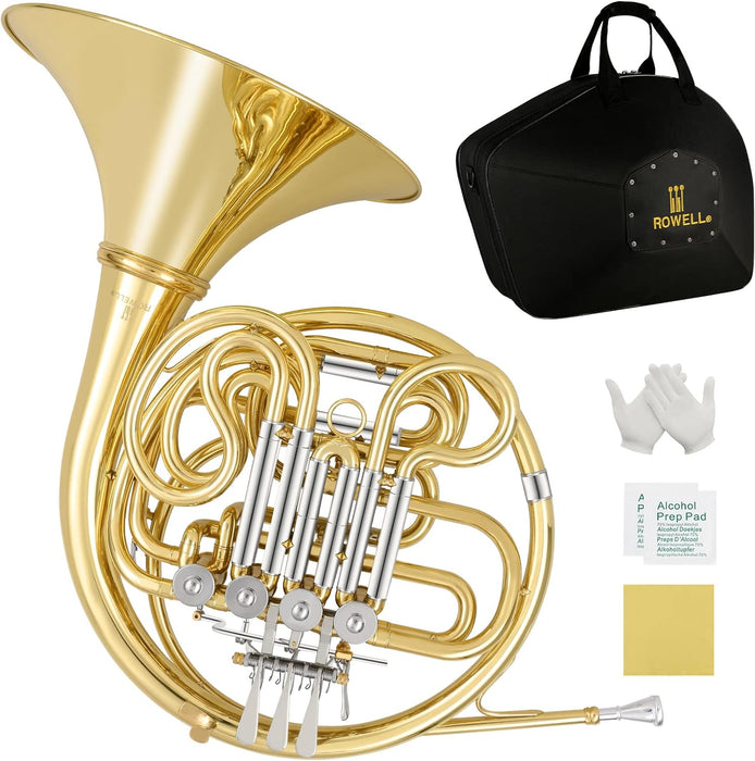 Double F/Bb Key French Horn with Case, Cleaning Kit, Gloves