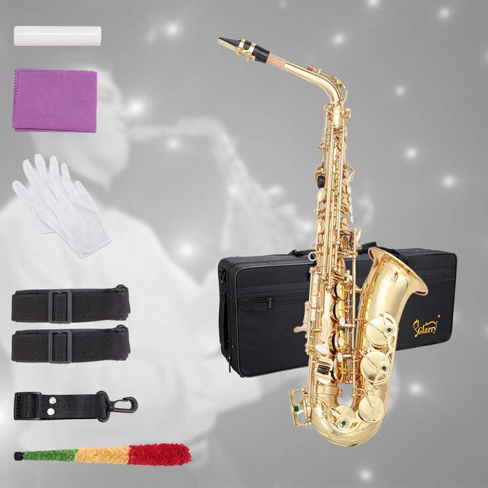 Eb Key Alto Saxophone with Case, Cleaning Kit, Neck Strap and Gloves