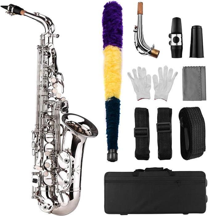 Eb Key Alto Saxophone with Case, Cleaning Kit, Gloves and Neck Strap