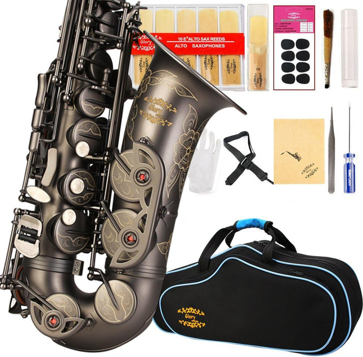 E Flat Alto Saxophone with Reeds, Case, Care Kit and Neck Strap