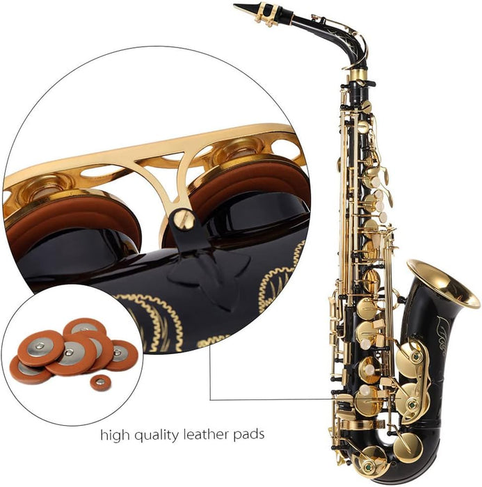 Eb Key Alto Saxophone with Case, Cleaning Kit, Gloves, Neck Strap
