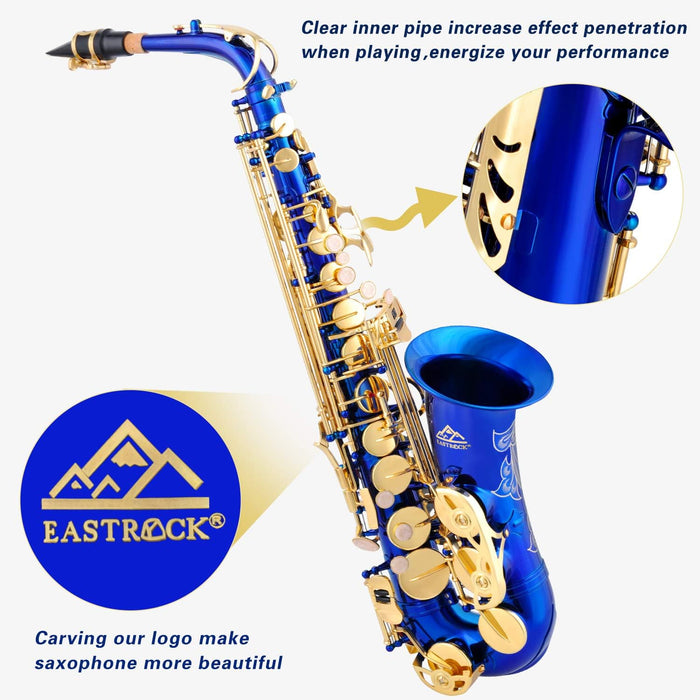 E Flat Alto Saxophone with Mouthpiece, Gloves, Mouthpiece Cushion Pads, Case, Care Kit and Neck Strap