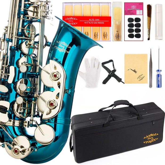 E Flat Alto Saxophone with Reeds, Case, Care Kit and Neck Strap