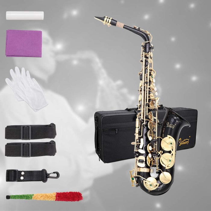 Eb Key Alto Saxophone with Case, Cleaning Kit, Neck Strap and Gloves