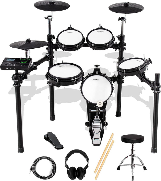 Electronic Drum Set with Headphone, Sticks, Drum Throne