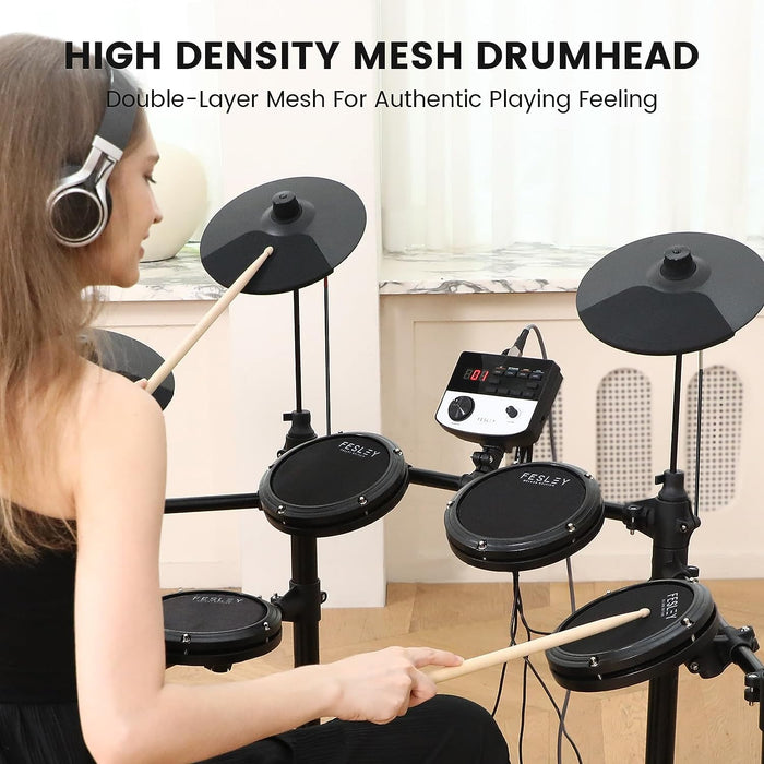 Electronic Drum Set wtih Drum Throne, Headphone, Sticks