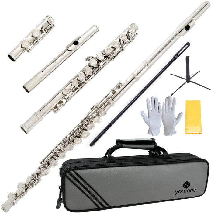 Closed Hole C Flute with Case, Cleaning rod, Stand, Gloves and Tuning Rod