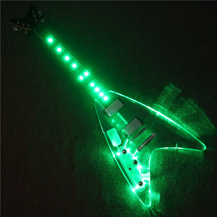 Flying V style Left Hand Acrylic Body Electric Guitar (PFV-001)