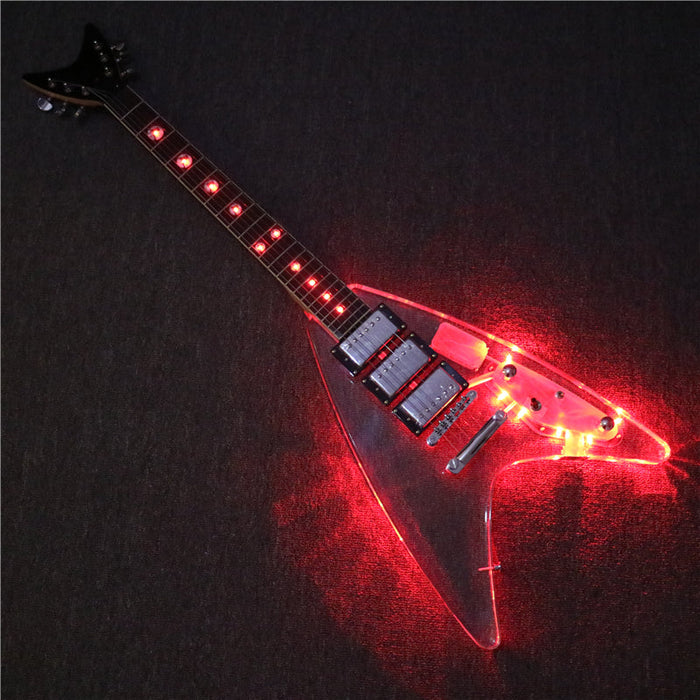 Flying V style Acrylic Body Electric Guitar (PFV-003)