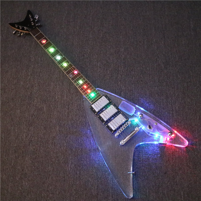 Flying V style Acrylic Body Electric Guitar (PFV-003)