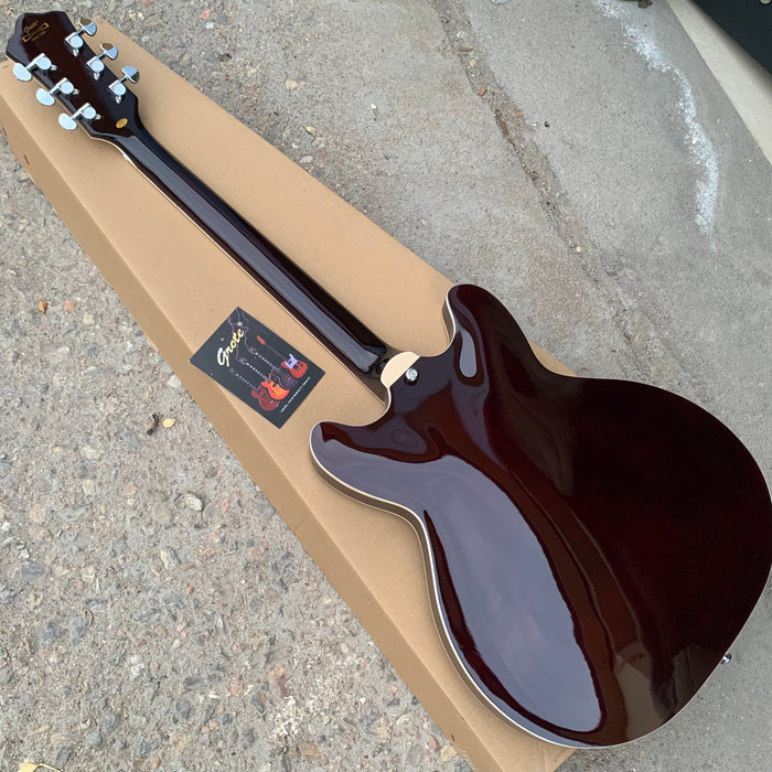 Left Hand Semi Hollow Electric Guitar with Quilted Maple Top (YMZ-158)