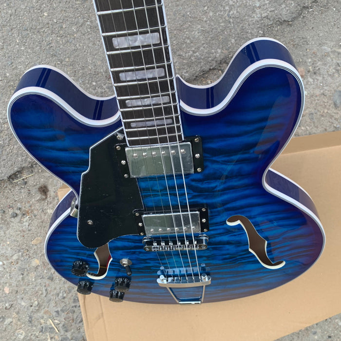 Left Hand Semi Hollow Electric Guitar with Quilted Maple Top (YMZ-157)