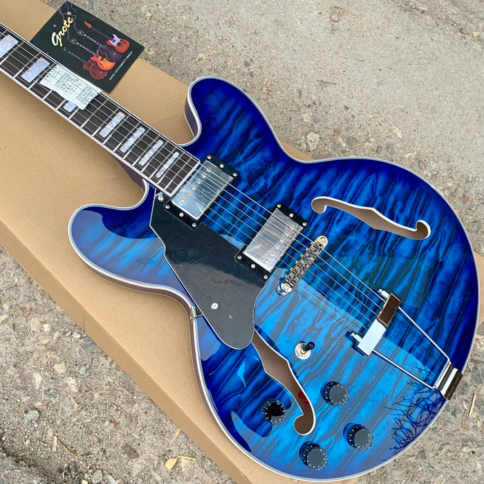 Left Hand Semi Hollow Electric Guitar with Quilted Maple Top (YMZ-157)