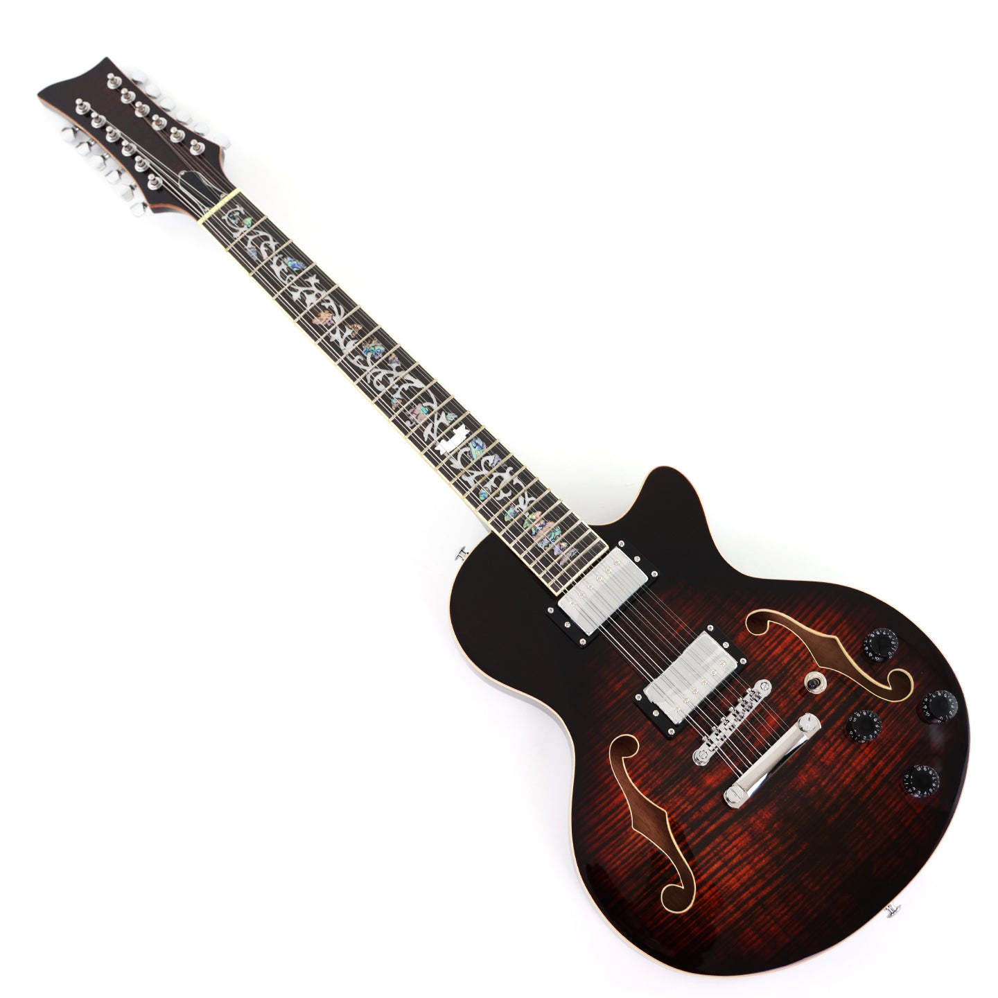 12-String Semi-Hollow Body Electric Guitar with Flamed Maple Top (YMZ-230)