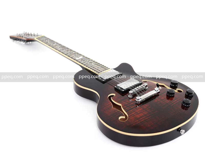 12-String Semi-Hollow Body Electric Guitar with Flamed Maple Top (YMZ-230)