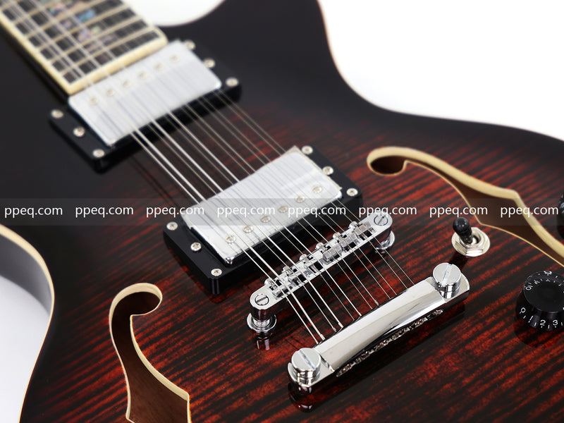 12-String Semi-Hollow Body Electric Guitar with Flamed Maple Top (YMZ-230)