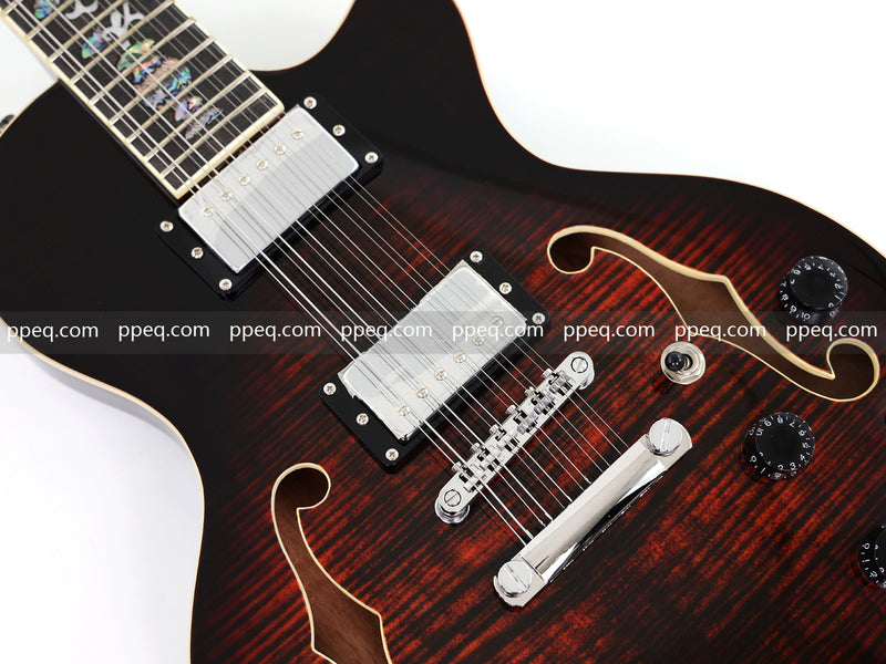 12-String Semi-Hollow Body Electric Guitar with Flamed Maple Top (YMZ-230)
