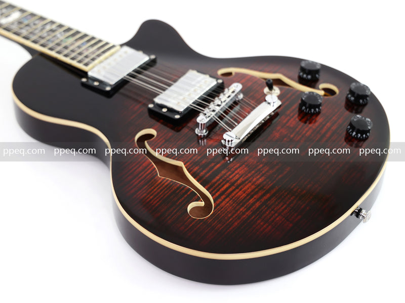 12-String Semi-Hollow Body Electric Guitar with Flamed Maple Top (YMZ-230)