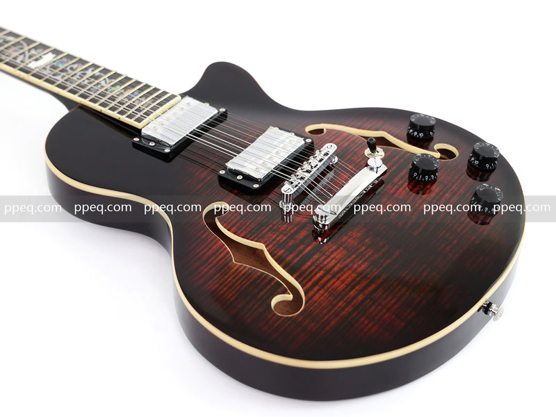 12-String Semi-Hollow Body Electric Guitar with Flamed Maple Top (YMZ-230)