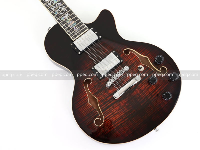 12-String Semi-Hollow Body Electric Guitar with Flamed Maple Top (YMZ-230)