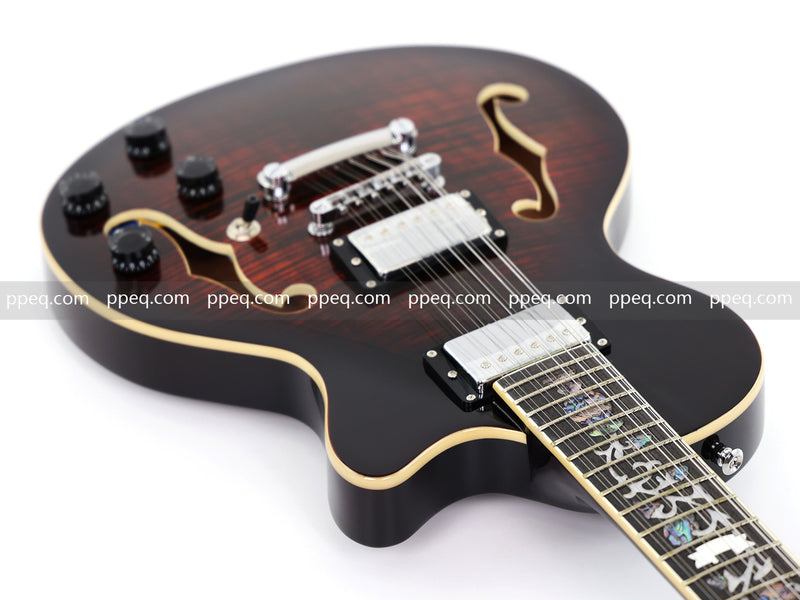 12-String Semi-Hollow Body Electric Guitar with Flamed Maple Top (YMZ-230)