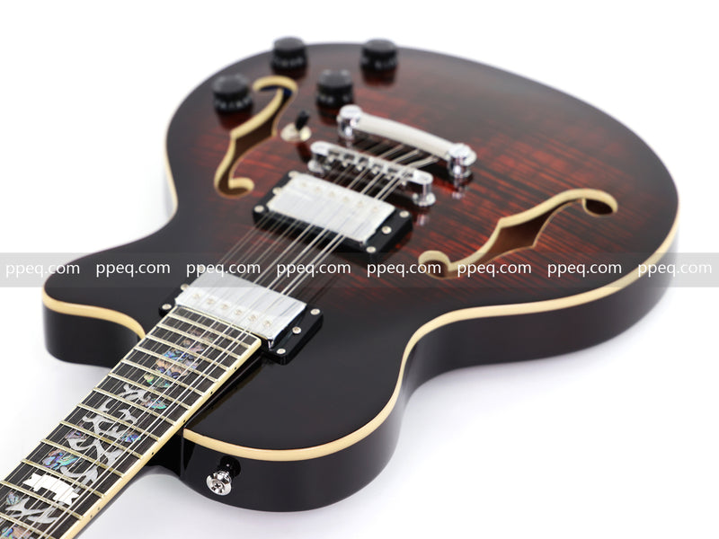 12-String Semi-Hollow Body Electric Guitar with Flamed Maple Top (YMZ-230)