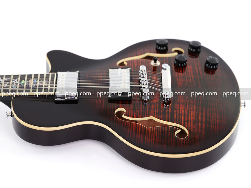12-String Semi-Hollow Body Electric Guitar with Flamed Maple Top (YMZ-230)